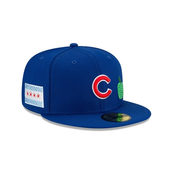 Chicago Cubs 7 7/8 Fitted Hat New Era Crystal Icons Rhinestone 59FIFTY Apple MLB - Picture 1 of 6